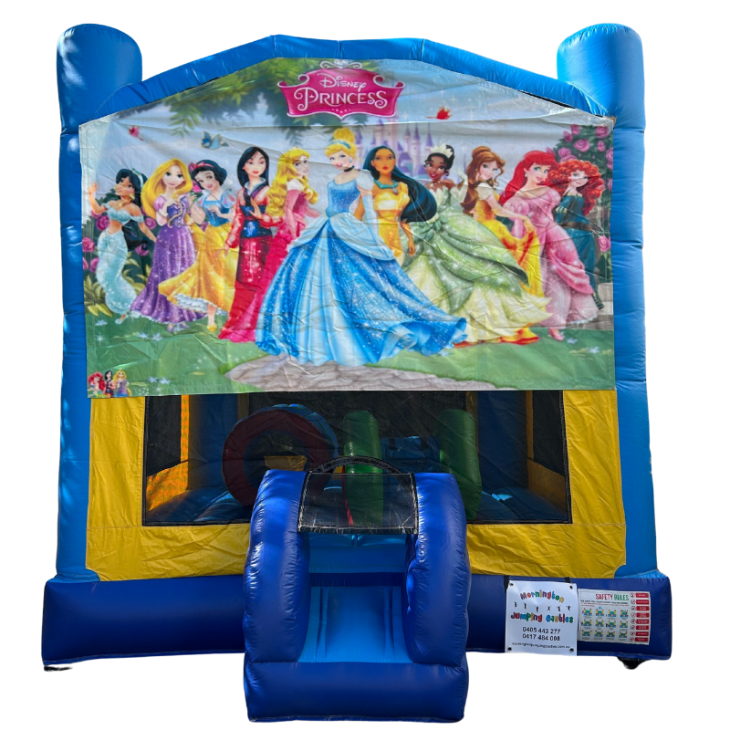 Jumping Castle Hire - Obstacle Course - Yellow/Blue - Princess