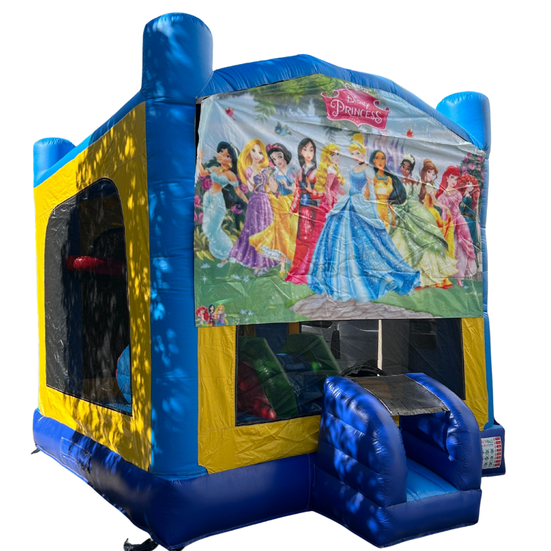 Jumping Castle Hire - Obstacle Course - Yellow/Blue - Princess