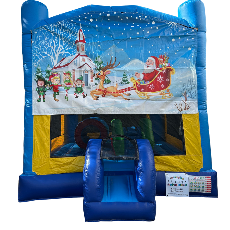 Jumping Castle Hire - Obstacle Course - Yellow/Blue - Santas Sleigh