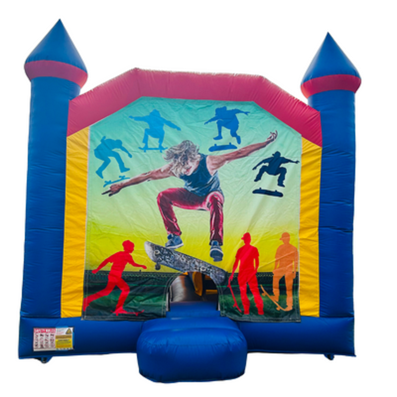 Jumping Castle Hire - Blue Combo Inside Slide - Skateboarding