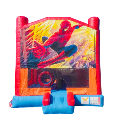 Jumping Castle Hire - Obstacle Course - Red/Orange - Spiderman