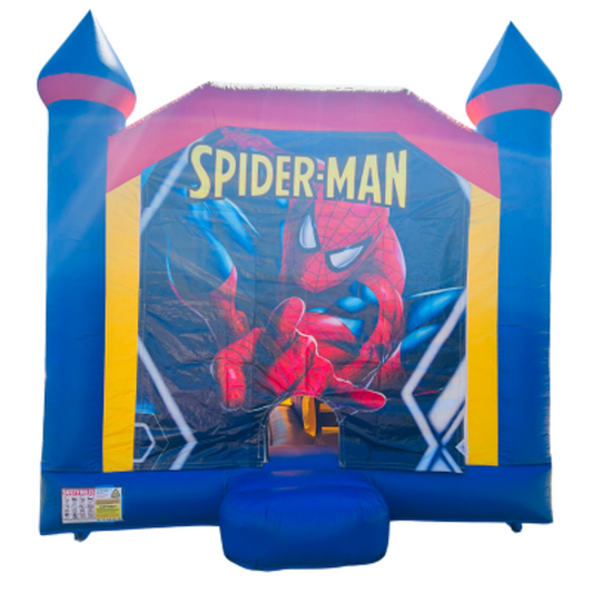 Jumping Castle Hire - Blue Combo Inside Slide - Spiderman
