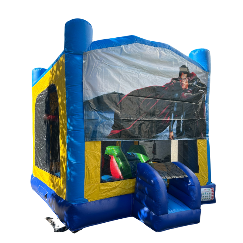 Jumping Castle Hire - Obstacle Course - Yellow/Blue - Superman
