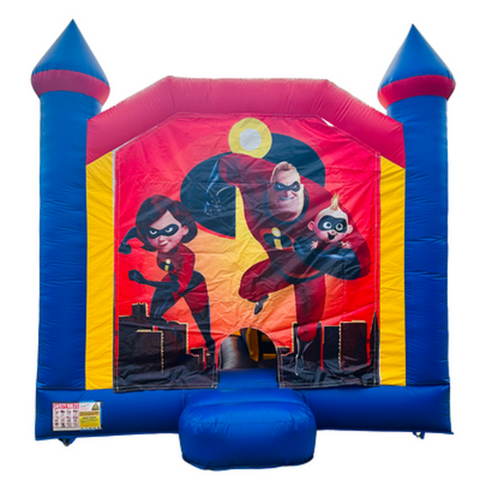 Jumping Castle Hire - Blue Combo Inside Slide - The Incredibles