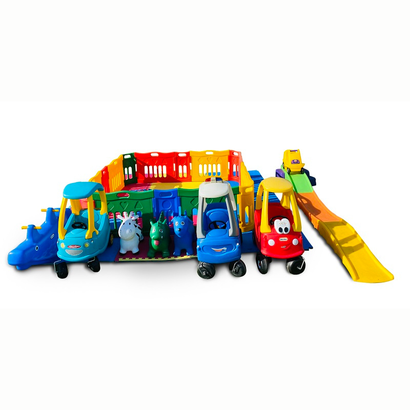 Toy Hire Package -  Play Area Rollercoaster Sea Saw Little Tykes Cars x 3  & Animal Hoppers x 3