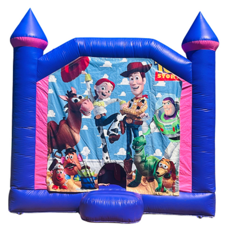 Jumping Castle Hire - Pink Combo Inside Slide - Toy Story