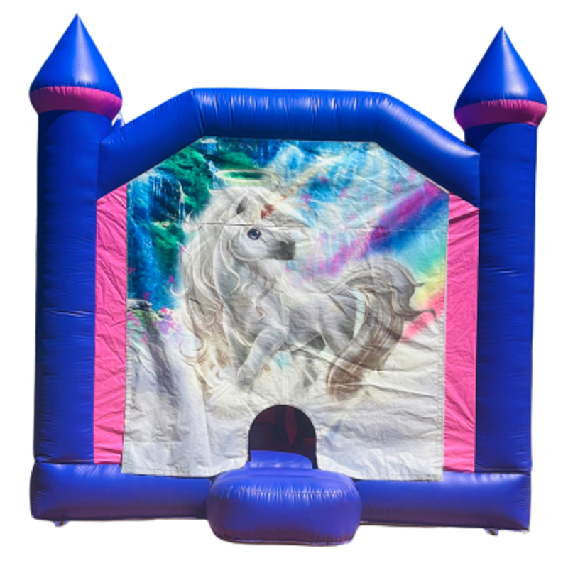 Jumping Castle Hire - Pink Combo Inside Slide - Unicorn