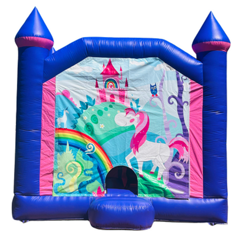 Jumping Castle Hire - Pink Combo Inside Slide - Unicorn Magic