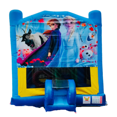 Jumping Castle Hire - Obstacle Course - Yellow/Blue - Frozen Sisters