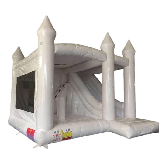 White Jumping Castle Hire - 5x5  With Slide White jumping Castle