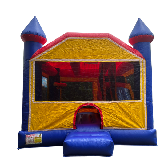 Jumping Castle Hire - Yellow Combo Inside Slide - Plain No Banner