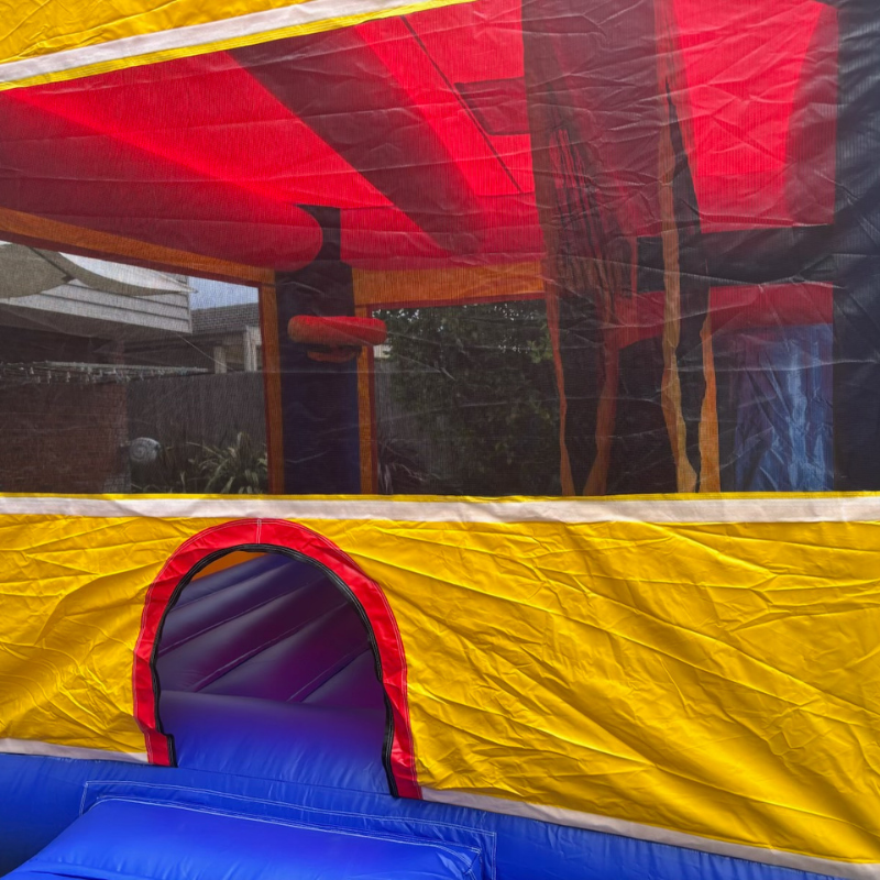 Jumping Castle Hire - Yellow Combo Inside Slide - Plain No Banner