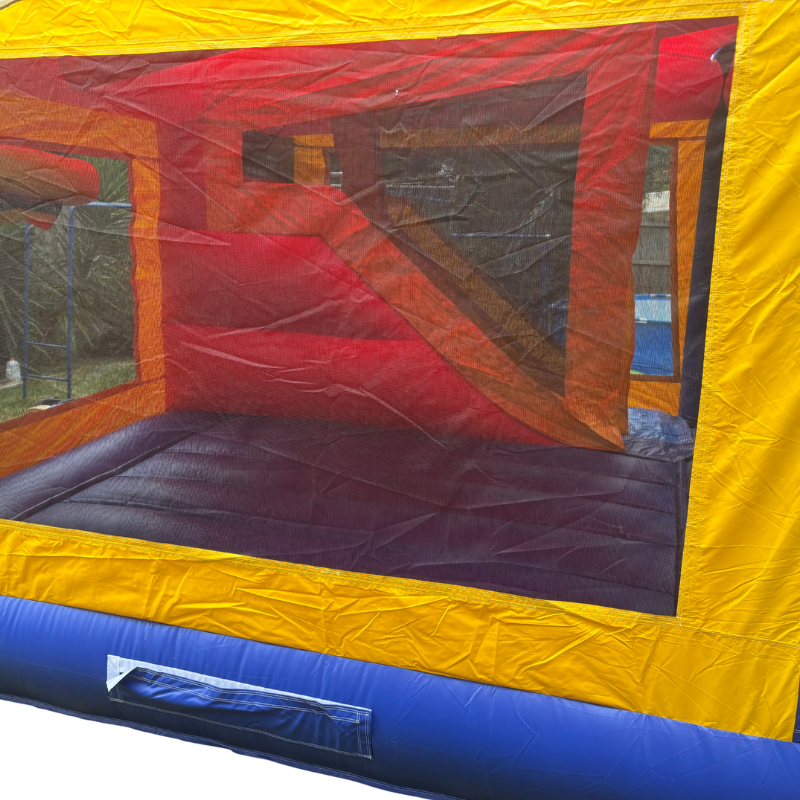 Jumping Castle Hire - Yellow Combo Inside Slide - Plain No Banner