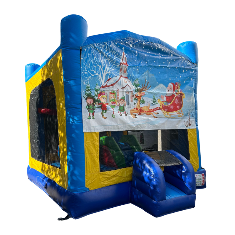 Jumping Castle Hire - Obstacle Course - Yellow/Blue - Santas Sleigh