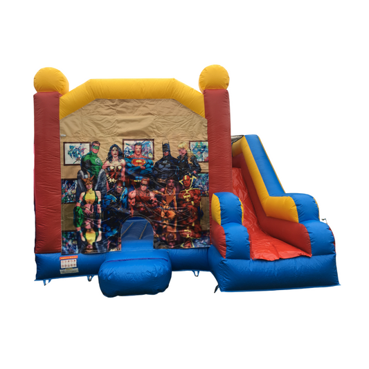 Jumping Castle Hire - Blue Combo Superheros